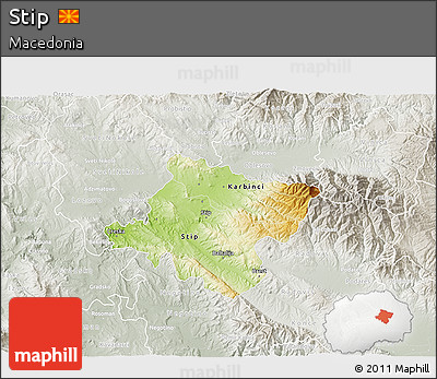 Physical 3D Map of Stip, lighten, semi-desaturated
