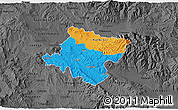 Political 3D Map of Stip, darken, desaturated