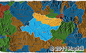 Political 3D Map of Stip, darken