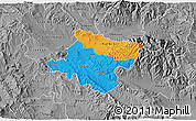 Political 3D Map of Stip, desaturated