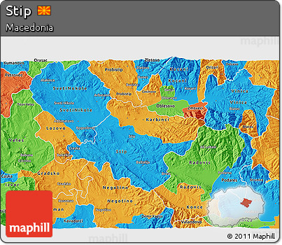 Political 3D Map of Stip