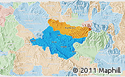 Political 3D Map of Stip, lighten