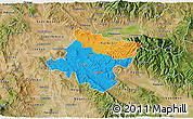 Political 3D Map of Stip, satellite outside