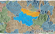 Political 3D Map of Stip, semi-desaturated