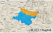 Political 3D Map of Stip, shaded relief outside