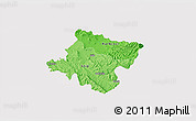 Political Shades 3D Map of Stip, cropped outside