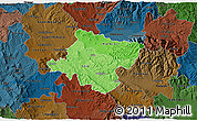 Political Shades 3D Map of Stip, darken