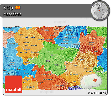 Political Shades 3D Map of Stip