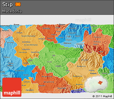 Political Shades 3D Map of Stip
