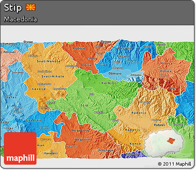 Political Shades 3D Map of Stip