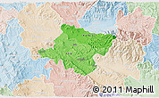 Political Shades 3D Map of Stip, lighten