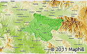 Political Shades 3D Map of Stip, physical outside
