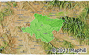 Political Shades 3D Map of Stip, satellite outside