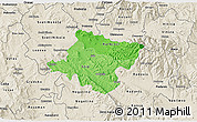 Political Shades 3D Map of Stip, shaded relief outside