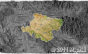 Satellite 3D Map of Stip, darken, desaturated
