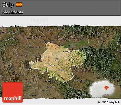 Satellite 3D Map of Stip, darken
