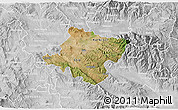 Satellite 3D Map of Stip, lighten, desaturated