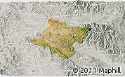 Satellite 3D Map of Stip, lighten, semi-desaturated