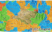 Satellite 3D Map of Stip, political outside