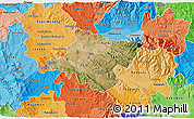 Satellite 3D Map of Stip, political shades outside