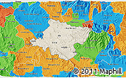 Shaded Relief 3D Map of Stip, political outside