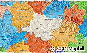 Shaded Relief 3D Map of Stip, political shades outside