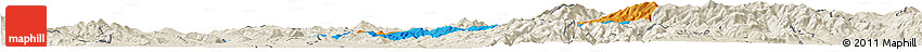 Political Horizon Map of Stip, shaded relief outside