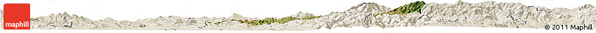 Satellite Horizon Map of Stip, shaded relief outside