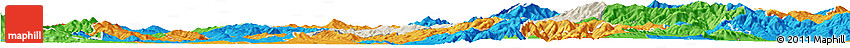 Shaded Relief Horizon Map of Stip, political outside