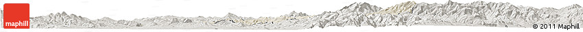 Shaded Relief Horizon Map of Stip, semi-desaturated