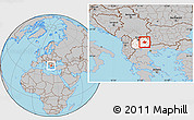 Gray Location Map of Stip, highlighted country, within the entire country
