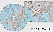 Gray Location Map of Stip, highlighted country, hill shading