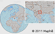 Gray Location Map of Stip, hill shading