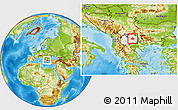 Physical Location Map of Stip, highlighted country, within the entire country