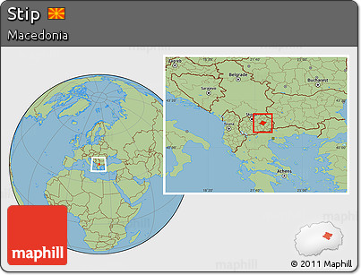 Savanna Style Location Map of Stip, within the entire country