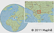 Savanna Style Location Map of Stip, hill shading