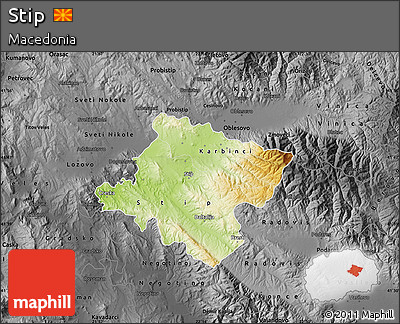Physical Map of Stip, darken, desaturated