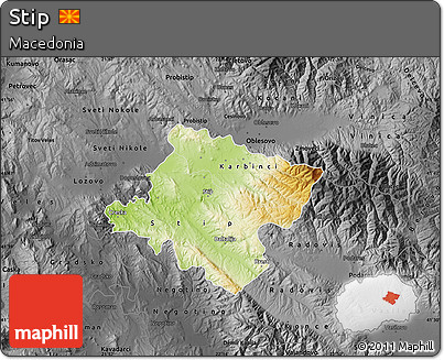 Physical Map of Stip, darken, desaturated