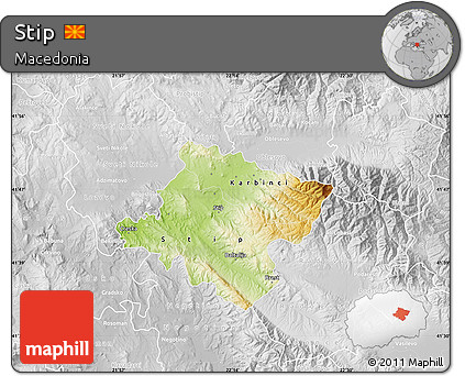 Physical Map of Stip, lighten, desaturated