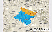 Political Map of Stip, shaded relief outside