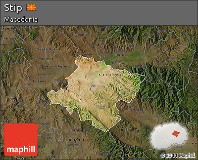 Satellite Map of Stip, darken