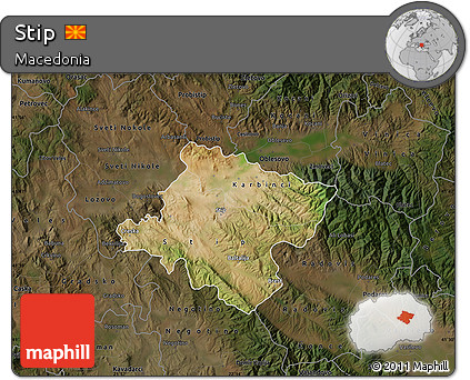 Satellite Map of Stip, darken
