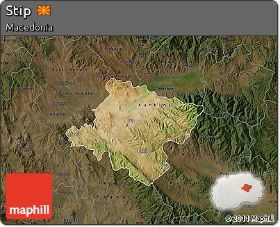 Satellite Map of Stip, darken