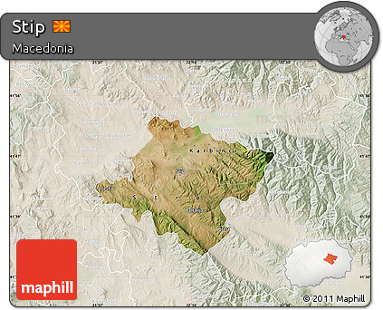 Satellite Map of Stip, lighten