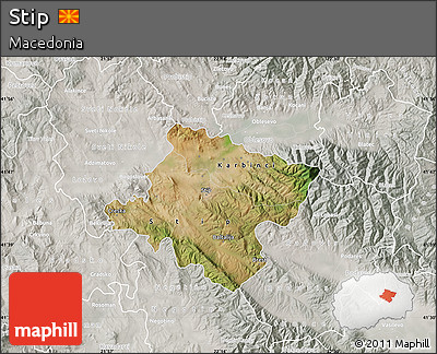 Satellite Map of Stip, lighten, semi-desaturated