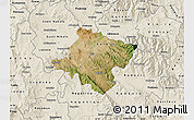 Satellite Map of Stip, shaded relief outside
