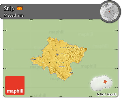 Savanna Style Map of Stip, single color outside