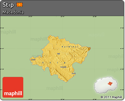 Savanna Style Map of Stip, single color outside