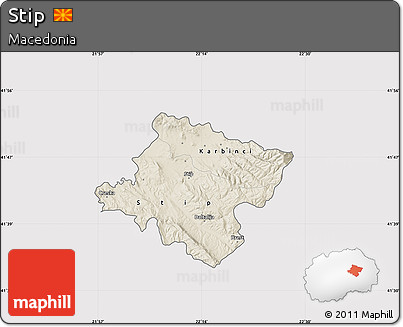Shaded Relief Map of Stip, cropped outside