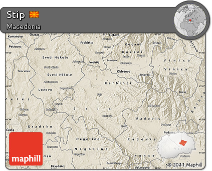 Shaded Relief Map of Stip